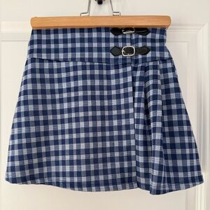 btween Navy Checkered Mini Skirt